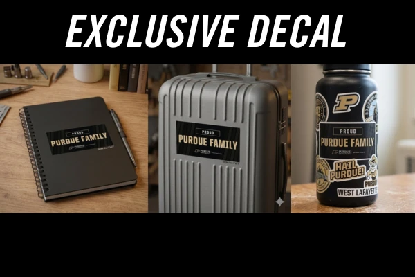 Three Purdue items, one with an exclusive decal.